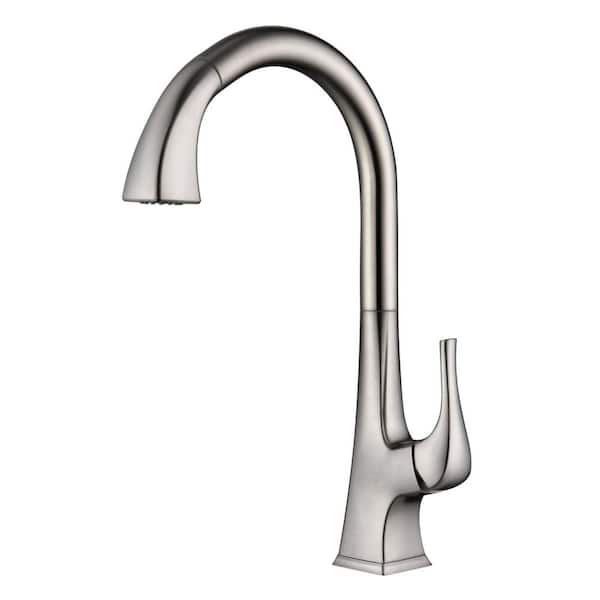 Ultra Faucets Quest Single Handle Pull-Down Sprayer Kitchen Faucet with Accessories in Rust and Spot Resist in Brushed Nickel