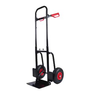 Anky 330 lbs. Capacity Double Handles Steel Hand Truck and Dolly Heavy-Duty Moving Cart with 10 in. Rubber Wheels, Black