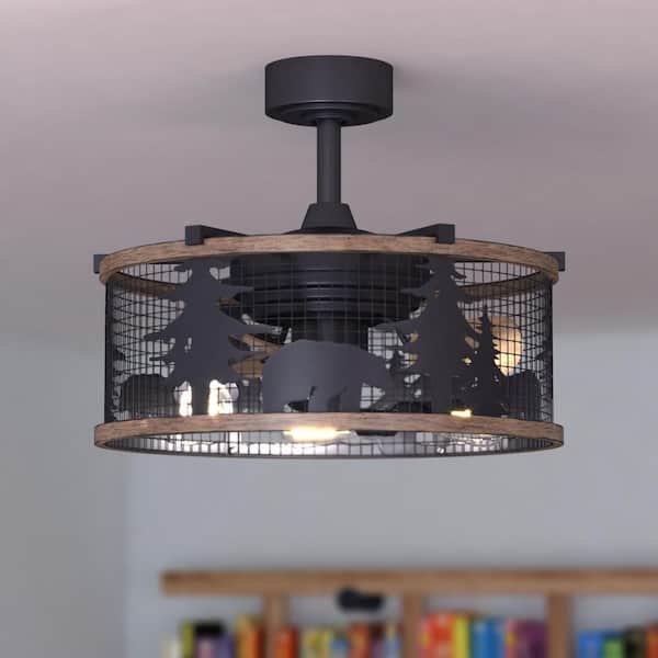 Kodiak Bear 21 in. Bronze and Teak Rustic Indoor Ceiling Fan with Light Kit and Remote