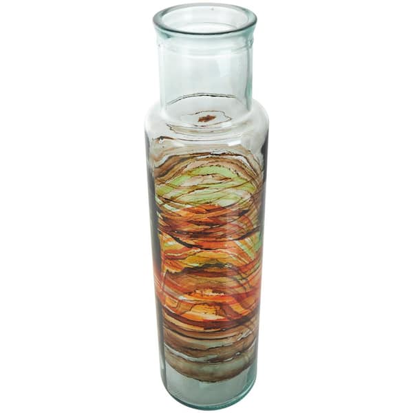 Litton Lane Clear Abstract Recycled Glass Decorative Vase with Swirled  Colored Glass Bands 044461 - The Home Depot