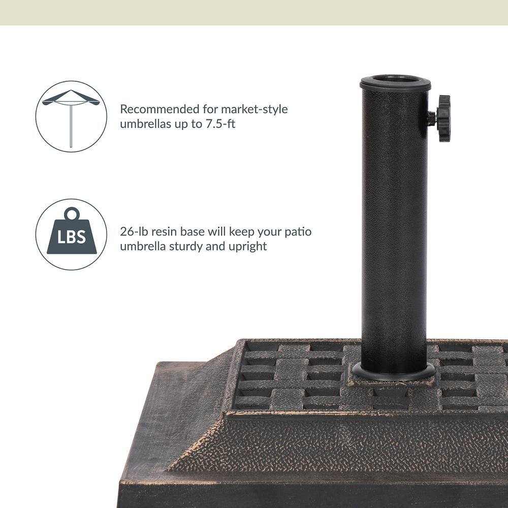 Bronze 26-lb Square Resin Umbrella Base with Metal Stem