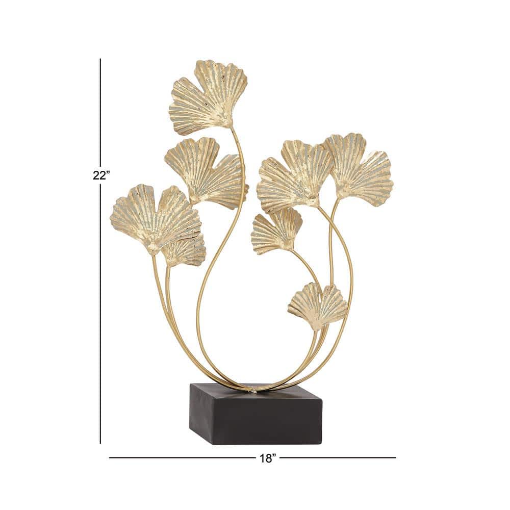 22" Gold Distressed Metal Floral Leaf Sculpture
