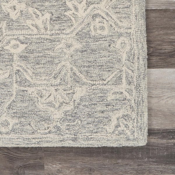 Jade Silver/Gray 7 ft. x 9 ft. Floral Escape Indoor Area Rug