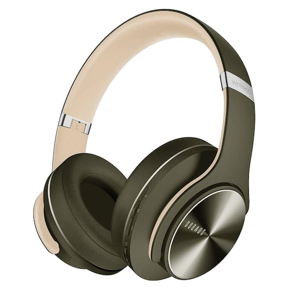 Optimized Green Wireless Bluetooth Noise Canelling Over the Ear Headphones with Storage Pouch