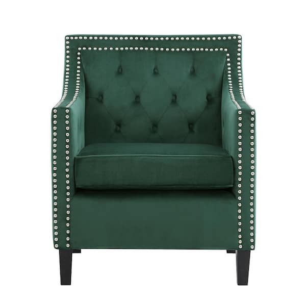EVERGLADE HOME Ceylon Forest Green Velvet Tufted Back Accent Chair