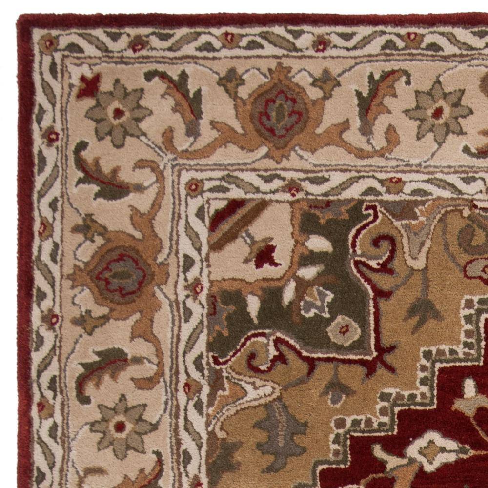 Hand-Tufted Red and Beige Wool 4' x 6' Area Rug