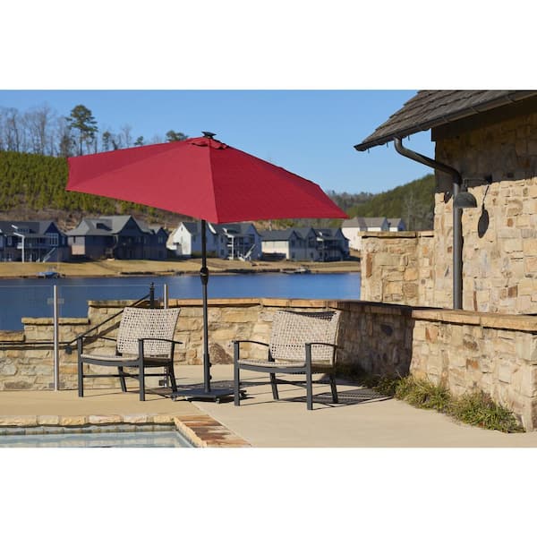 10 ft aluminum market auto tilt patio umbrella in chili 10 ft. Aluminum Market Solar Auto Tilt Patio Umbrella in Red