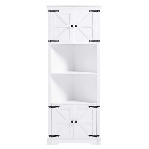 Aoibox 26.00 in. W x 13.9 in. D x 67.00 in H Bathroom Storage Wall Cabinet in Black and White with Doors and Adjustable Shelf