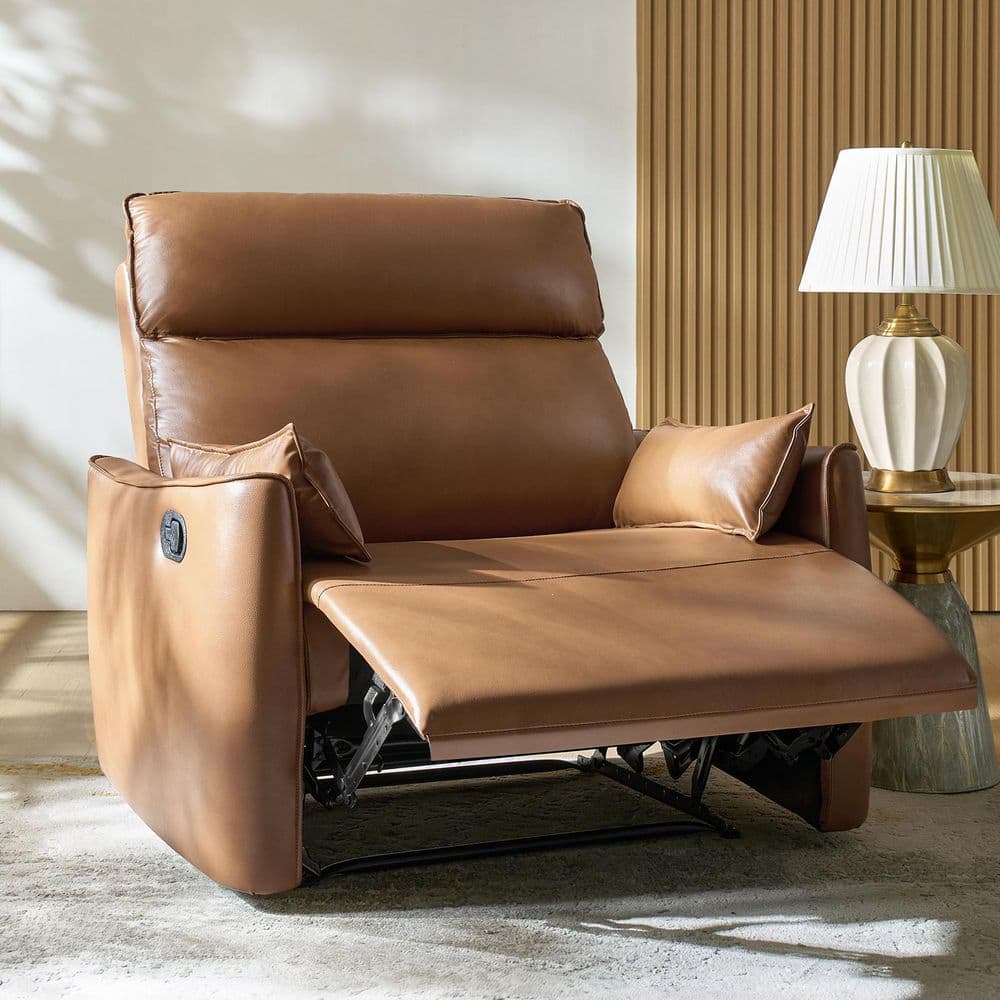 Nicola Camel Faux Leather Oversized Manual Recliner with High-density Foam Cushions (Set of 2) price history on PriceWatchPro