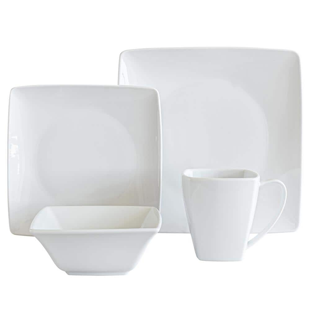 Over and Back 32-Piece White Porcelain Dinnerware Set (Service for 8)  934058 - The Home Depot