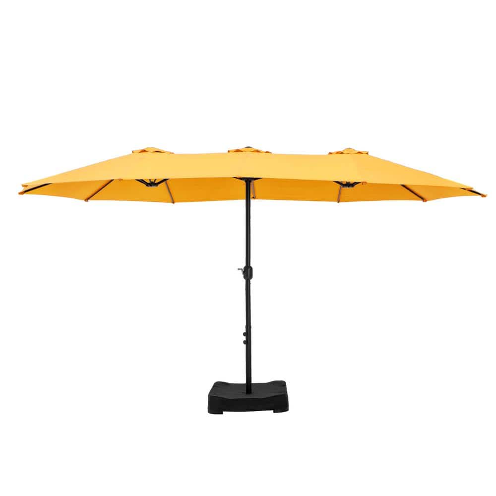 15 ft. Market Patio Umbrella 2-Side in Golden Yellow with Base and Sandbags price history on PriceWatchPro