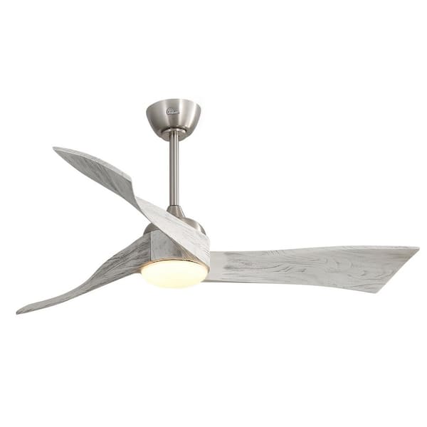 Sofucor 52 in. Integrated Dimmable LED Indoor/Outdoor Brushed Nickel Ceiling Fan with Light Kit and Remote Control