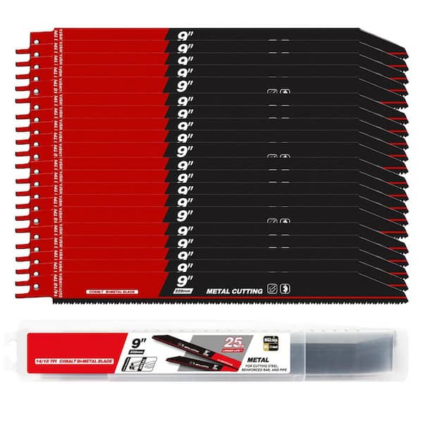 Unbranded 9 in. M42 Cobalt Bi-Metal Reciprocating Saw Blade Set with 14/18 TPI for Medium Metals (25-Pack)