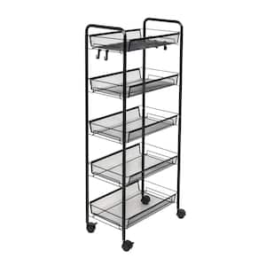 Honey Can Do Collapsible 4-Tier Metal Shelf on Wheels, Black