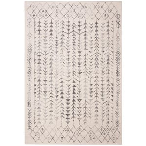 Tulum Ivory/Gray 5 ft. x 8 ft. Border Tribal Diamonds Area Rug