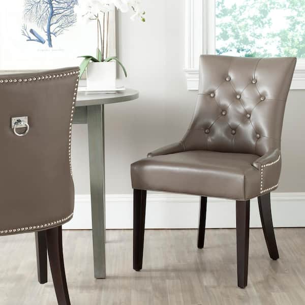SAFAVIEH Harlow Clay/Espresso Bicast Leather Side Chair (Set of 2)