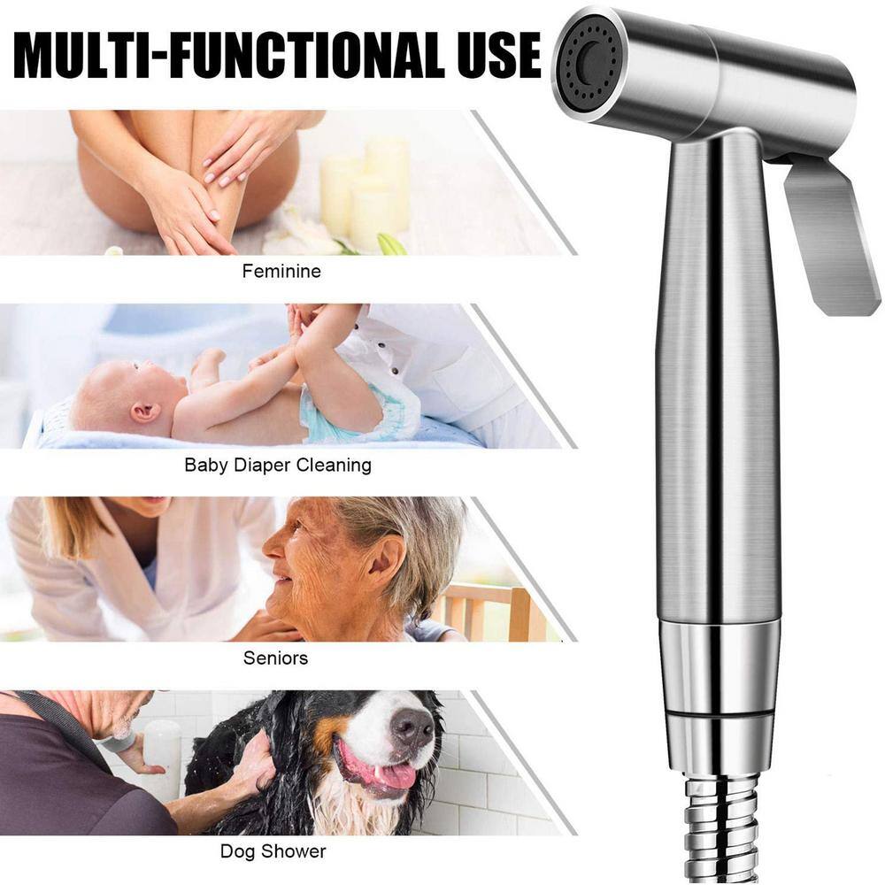 Brushed Nickel Stainless Steel Handheld Bidet Faucet with Hose