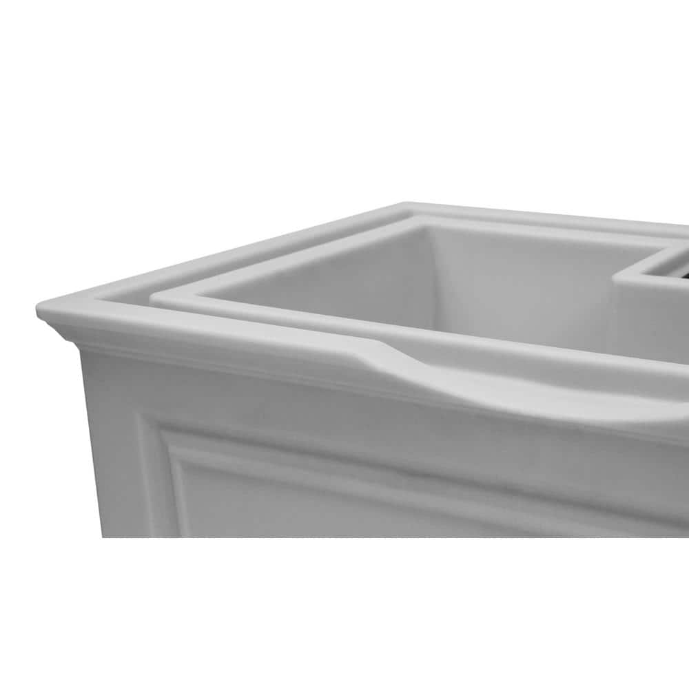 Savannah Light Gray Colonial Style 42 Gallon Rain Saver with Planter and Brass Spigots