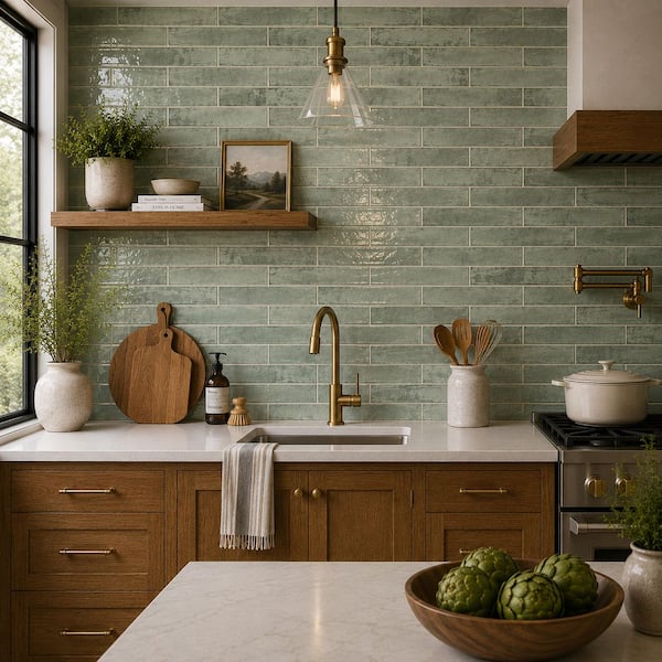Camden Emerald Glossy Green Ceramic Subway Tile 2 in. x 10 in., Wall (5.16 sq. ft./Case)