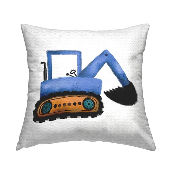 Stupell Industries Blue Construction Excavator Vehicle Blue Square Outdoor Throw Pillow