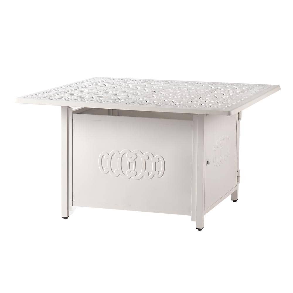 White Aluminum Gas Fire Pit Table with Glass Beads