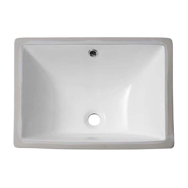 cadeninc 20.25 in. x 15 in. White Ceramic Rectangular Undermount Bathroom Sink with Overflow