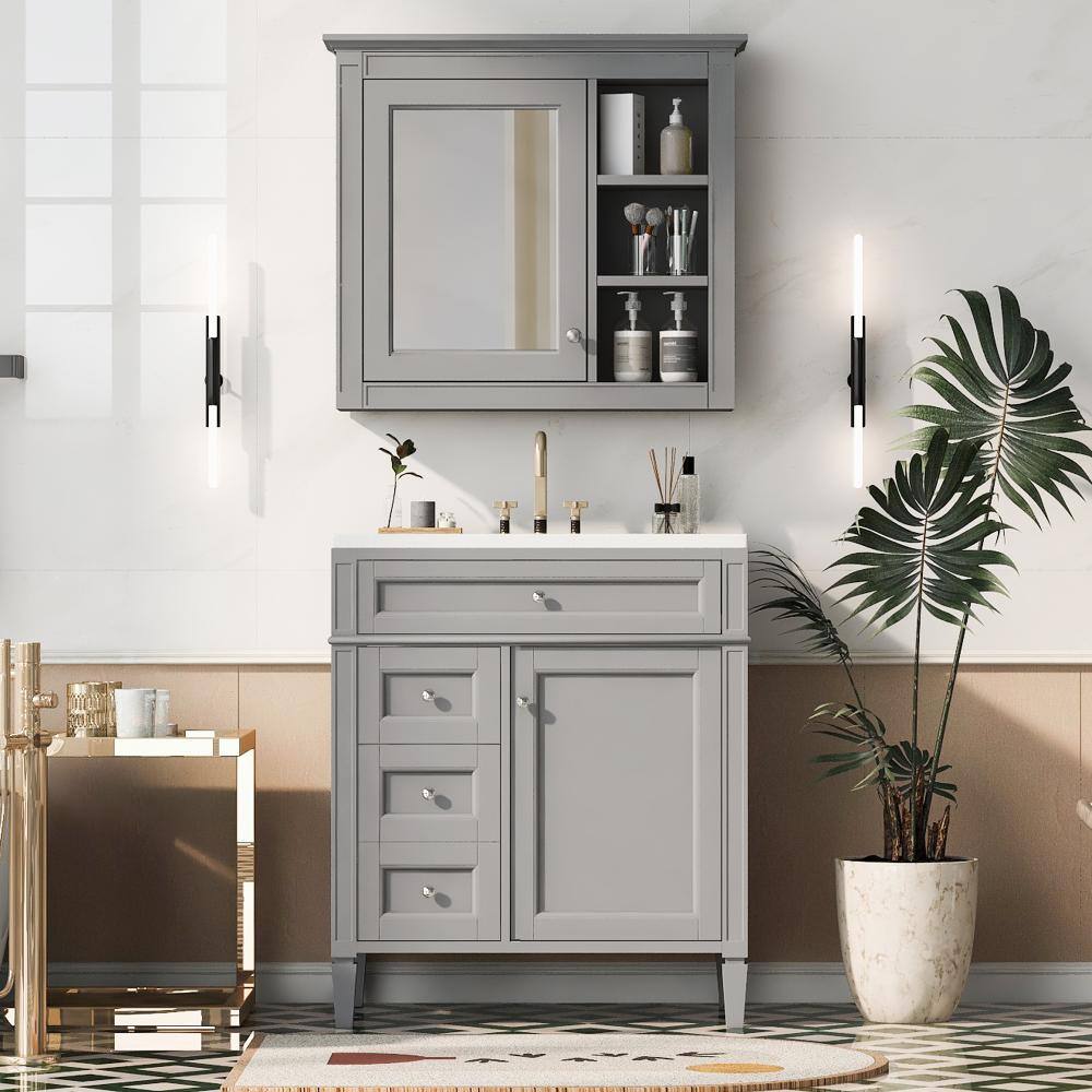 30 in. Modern Bathroom Storage Cabinet with 2 Drawers and a Tip-out Drawer price history on PriceWatchPro