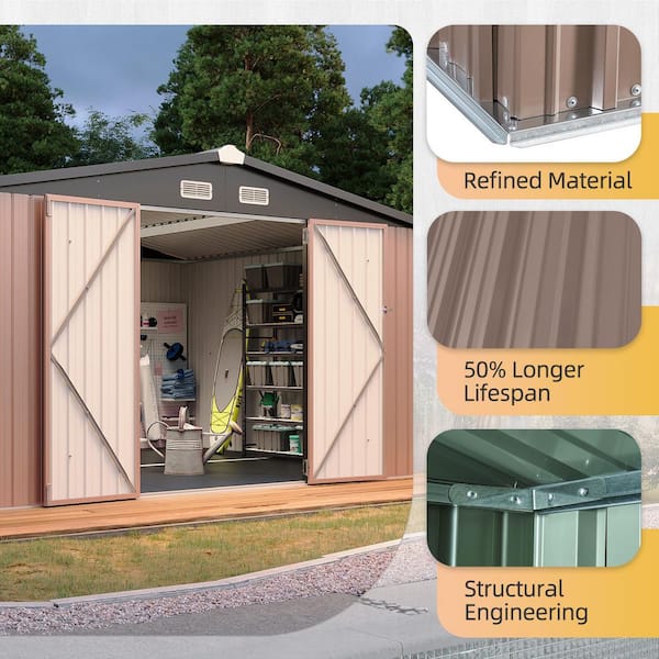 Sizzim 10 ft. W x 12 ft. D Outdoor Storage Metal Shed with Floor