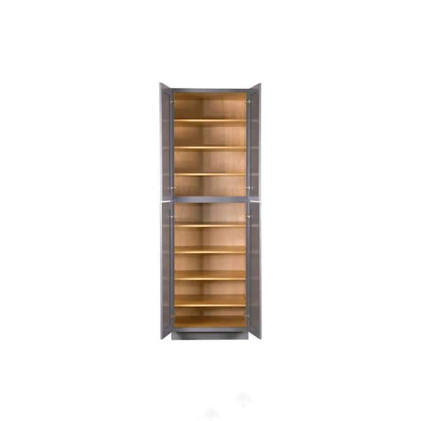 Lancaster Gray Plywood Shaker Stock Assembled Tall Pantry Kitchen Cabinet 30 in. W x 84 in. H x 27 in. D