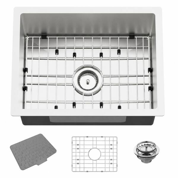 21 in. Drop-In Single Bowl 11-Gauge Stainless Steel Bar and Prep Sink with Bottom Grid, Soap Mat and Drain