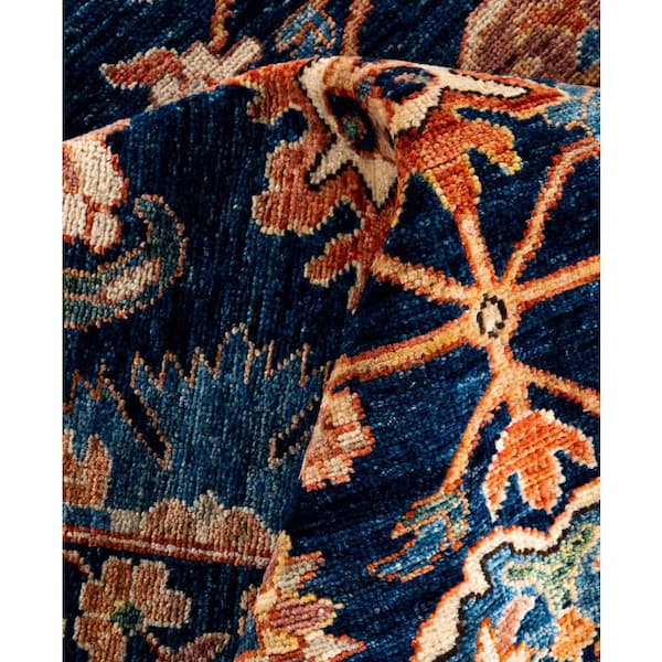 Serapi Blue 8 ft. x 10 ft. Tribal Wool Indoor Area Rug