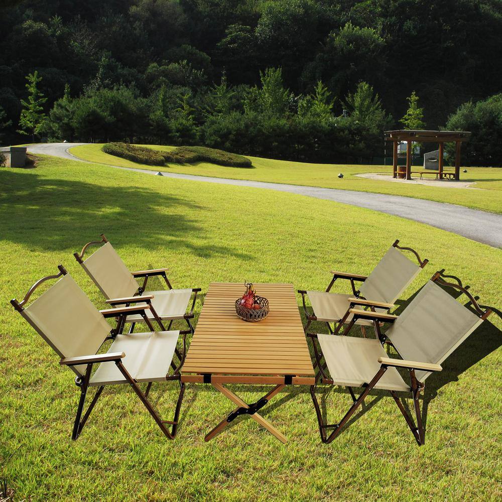 5-Piece Modern Hot Seller Wood Outdoor Canmping Set with Foldable and Porta