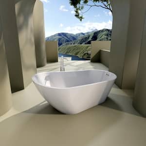 63 in. x 32 in. Acrylic Freestanding Soaking Flatbottom Bathtub Non-Whirlpool Single Slipper in White