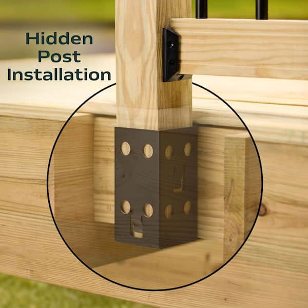 4 in. x 4 in. Black Steel Deck Railing Post Pocket Anchor (6-Pack)