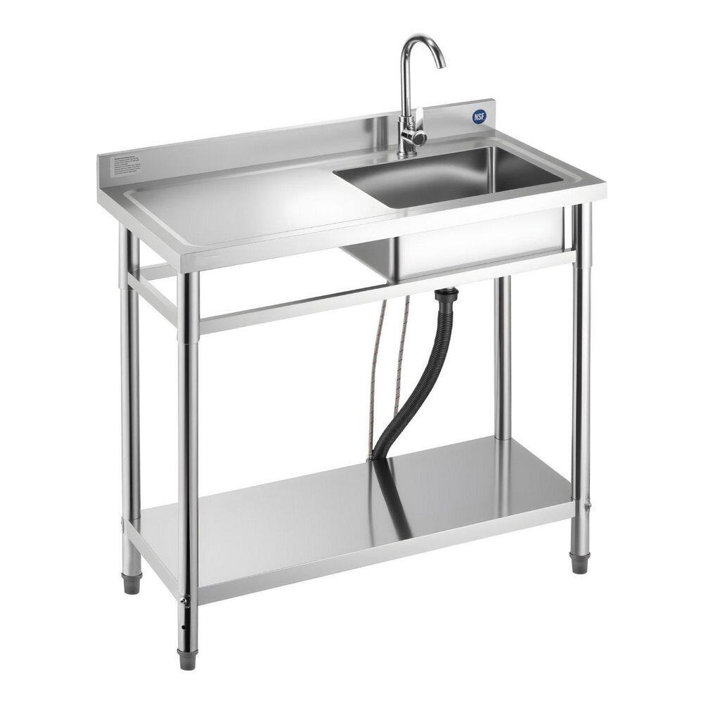 7 Gallons 19.7 in. D x 39.4 in. D Freestanding Laundry/Utility Sink Stainless Steel With Faucet and Adjustable Shelf price history on PriceWatchPro