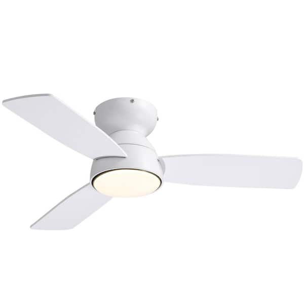32 in. Indoor Modern Smart Standard Flush Mount White Ceiling Fan with Lights Reversible Rotation and Remote Control