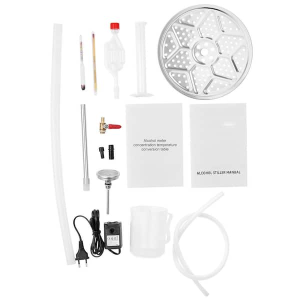 SVOPES 10 L Alcohol Distiller Kit, 3 gal. Home Distillation Setup with 304 Stainless Steel Tube, Circulating Pump, Thermometer