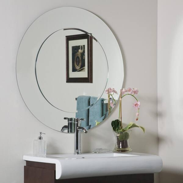 Decor Wonderland 35 in. W x 35 in. H Frameless Round Beveled Edge Bathroom  Vanity Mirror in Silver DWSM501 - The Home Depot