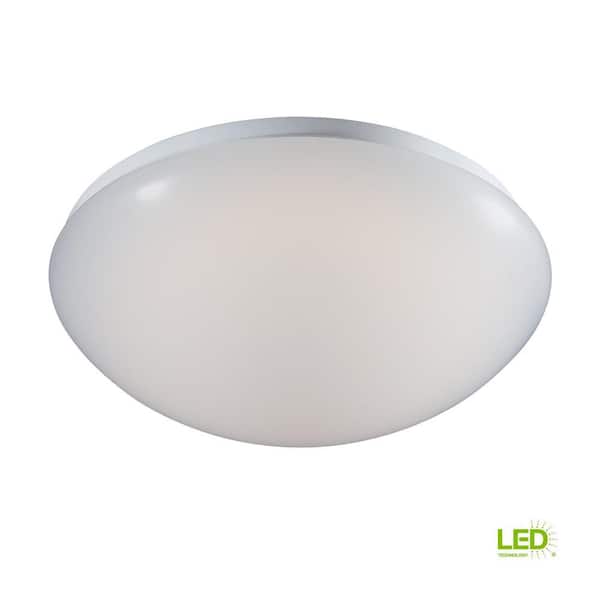 Commercial Electric 11 in. Low-Profile White Integrated LED Round Puff Flushmount (2-Pack)