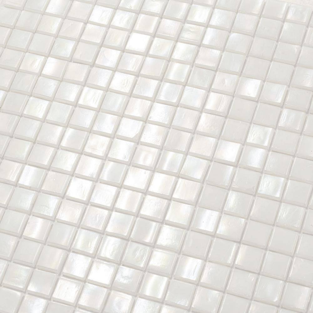 Dark Bone White Iridescent Glass Mosaic Wall and Floor Tile