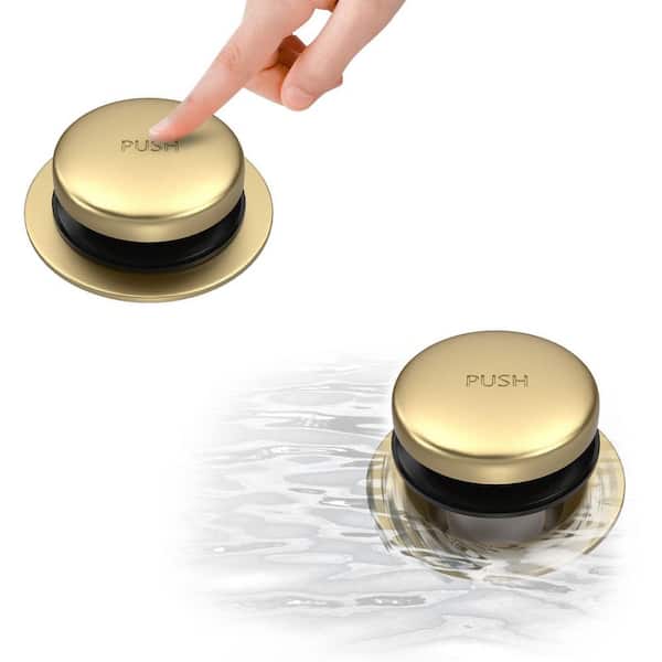 1-Piece Tip-Toe Bathtub Drain Kit in Gold with Two-Hole Overflow Faceplate and Universal Fine/Coarse Thread Assembly