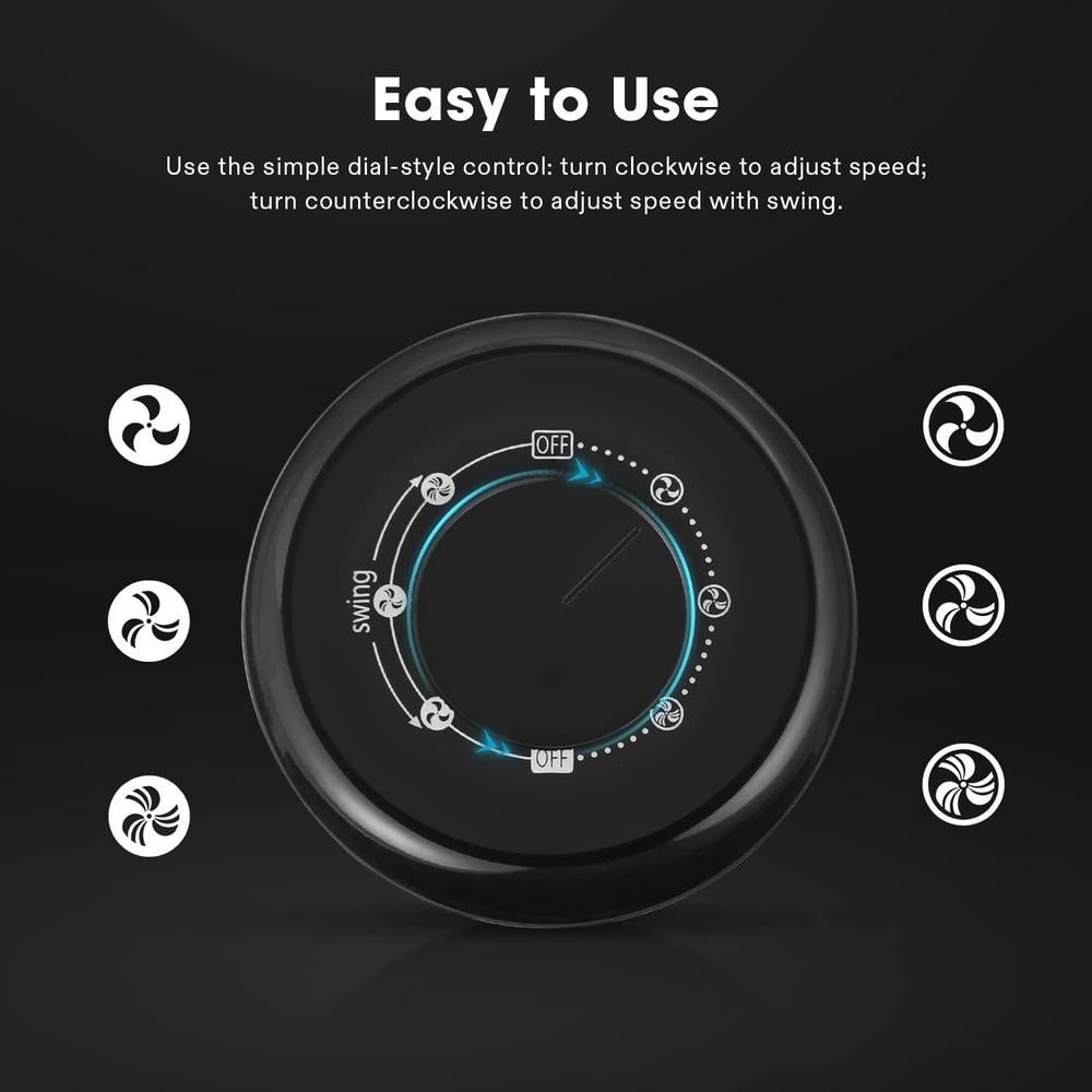 Compact Black Bladeless Oscillating Tower Fan with Three Speed Settings