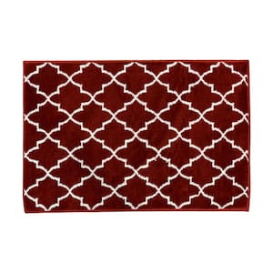 Trellisville Collection Cotton Red 2 ft. x 3 ft. Jute Backing Non Slip Indoor Area Rug