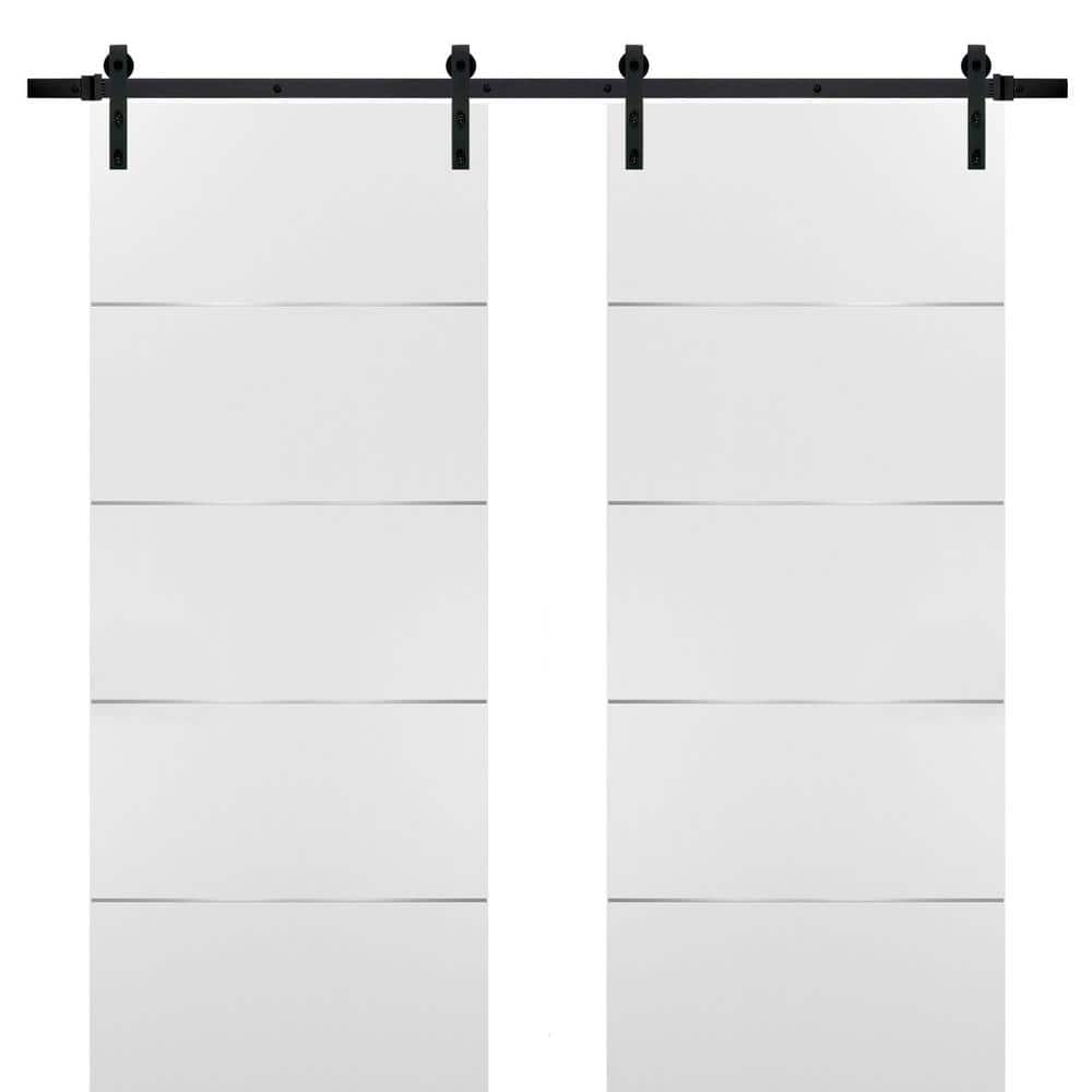 Assemble Required 24 in. x 96 in. 2-Panel White Solid Wood with Honeycomb Sliding Barn Door with Hardware Kit price history on PriceWatchPro