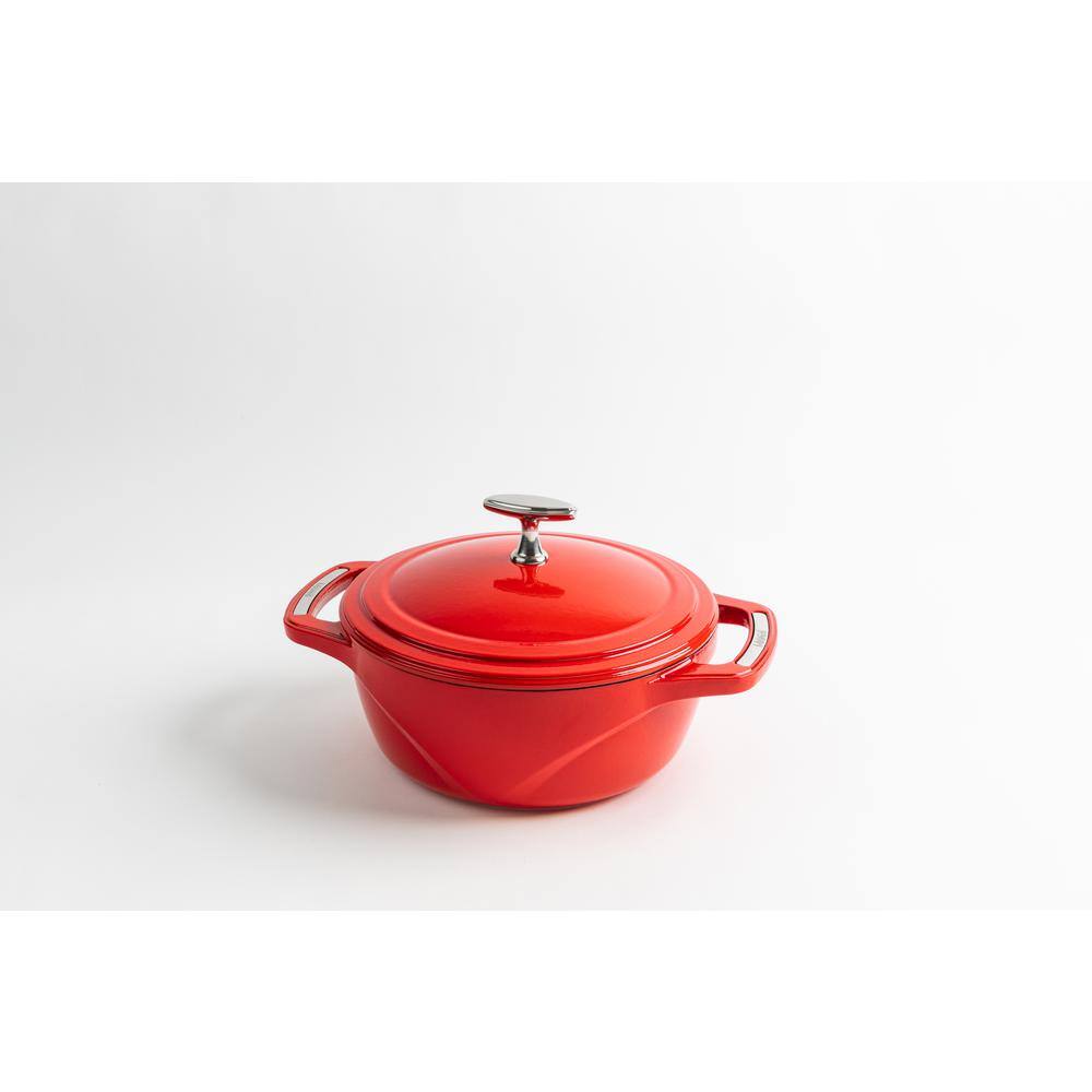 Red Enameled Cast Iron 3-Quart Dutch Oven with Lid
