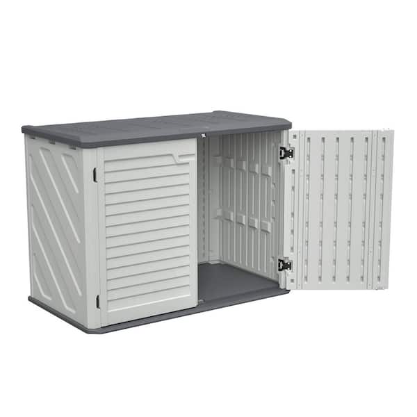 52.3 W x 29.7 D x 38.9 in. H Waterproof Resin Outdoor Storage Cabinet Shed, Lockable Deck Box, 300 lbs. Capacity