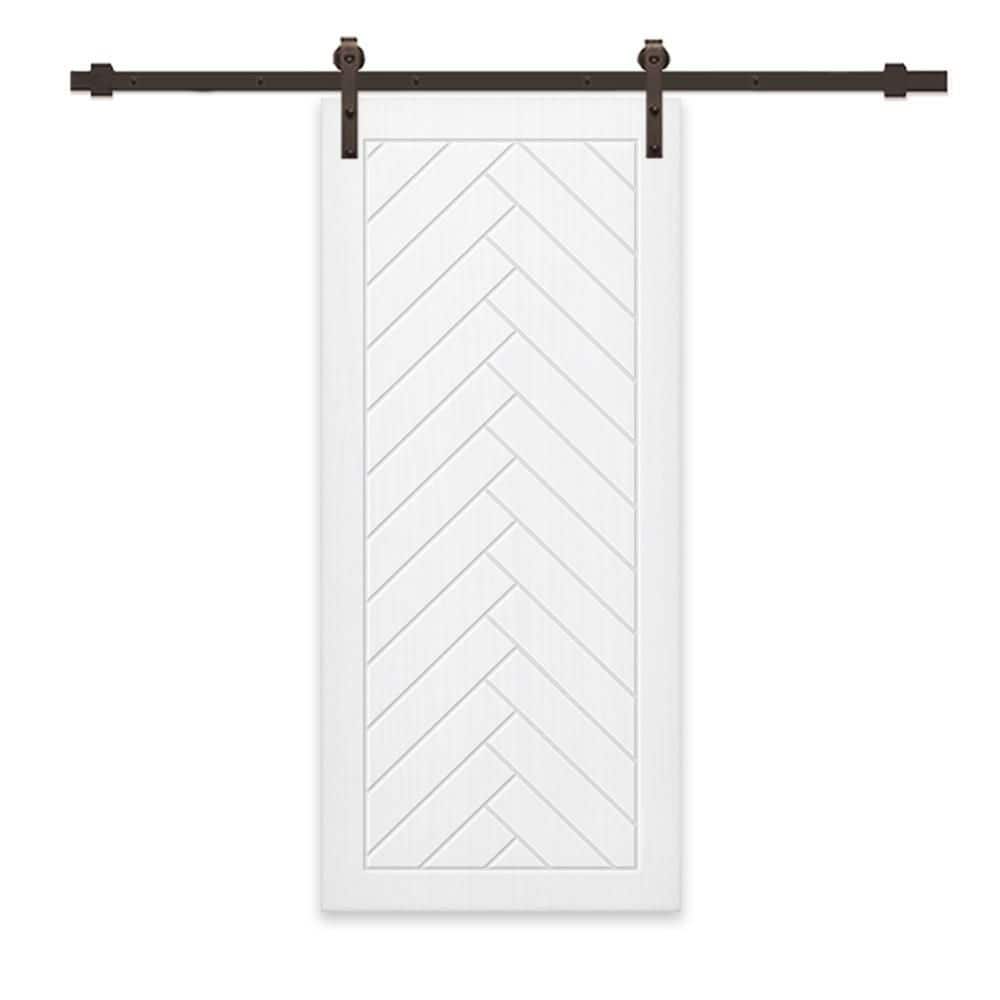 36 in. x 96 in. White Painted Composite MDF Paneled Interior Sliding Barn Door with Hardware Kit price history on PriceWatchPro