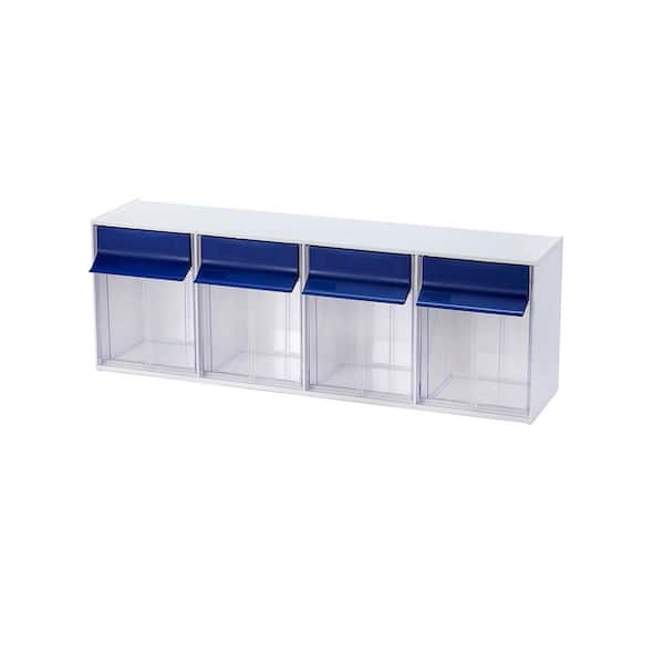 IDEAL SECURITY 24 in. W x 8.1 in. H x 6.75 in. D Stackable 4-Plastic Storage Bins Tilt Bins Organizer for Tools, DIY or Crafts