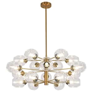 Abii 18 Light Vintage Bronze Shaded Chandelier with Clear Glass Shade