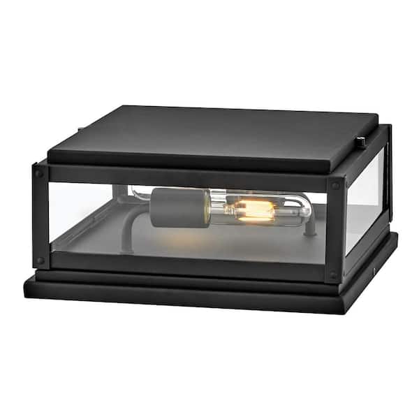 Max 2-Light Low Voltage LED Black Aluminum Weather Resistant Pier Mount Light with LED Bulbs Included